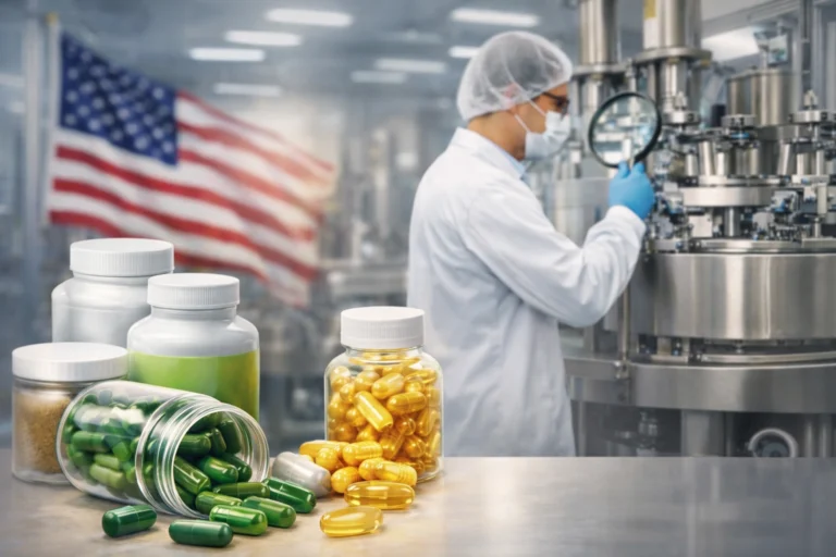 Supplement Sourcing USA quality control in regulated manufacturing facility